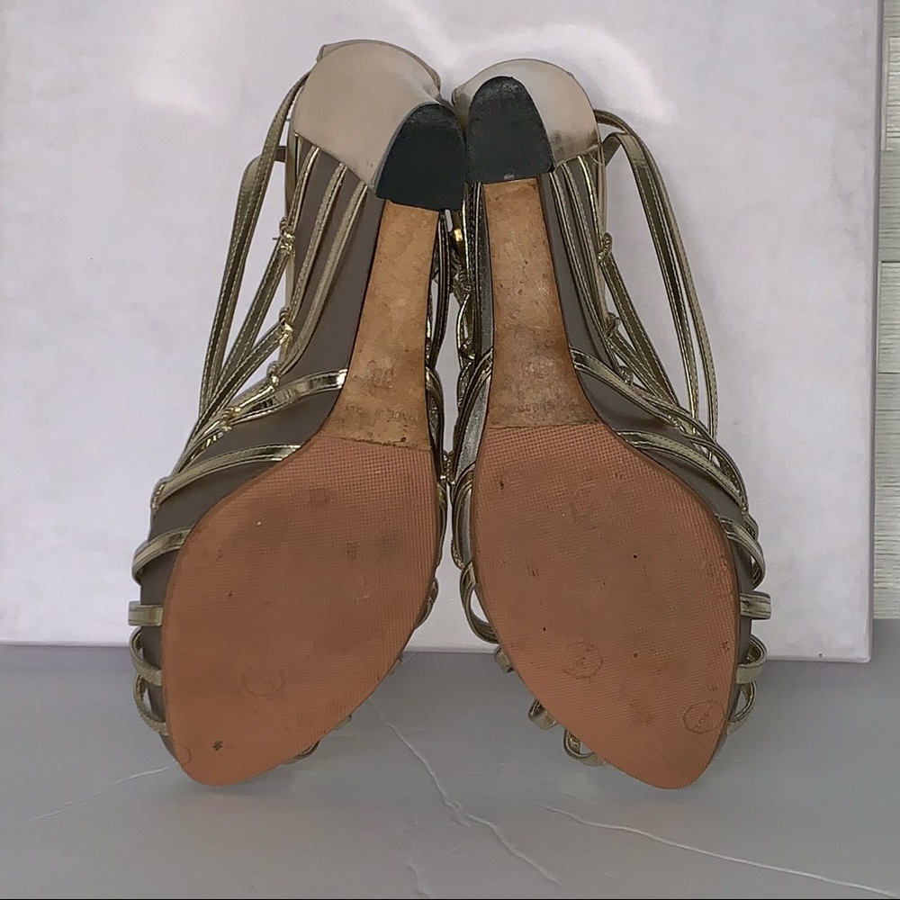 CHRISTIAN DIOR Gold Frisson Hi Calfskin 829 Gris Clair Strapy Platform S… - Picture 11 of 12